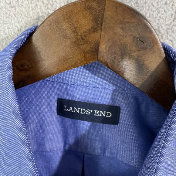 NEW Lands' End Men's M Blue Long Sleeve Button Down Shirt Cotton/Polyester Blend - Picture 6 of 10